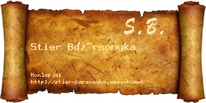 Stier Bársonyka névjegykártya